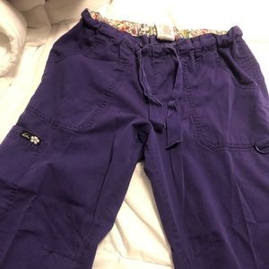 Purple koi scrub pants